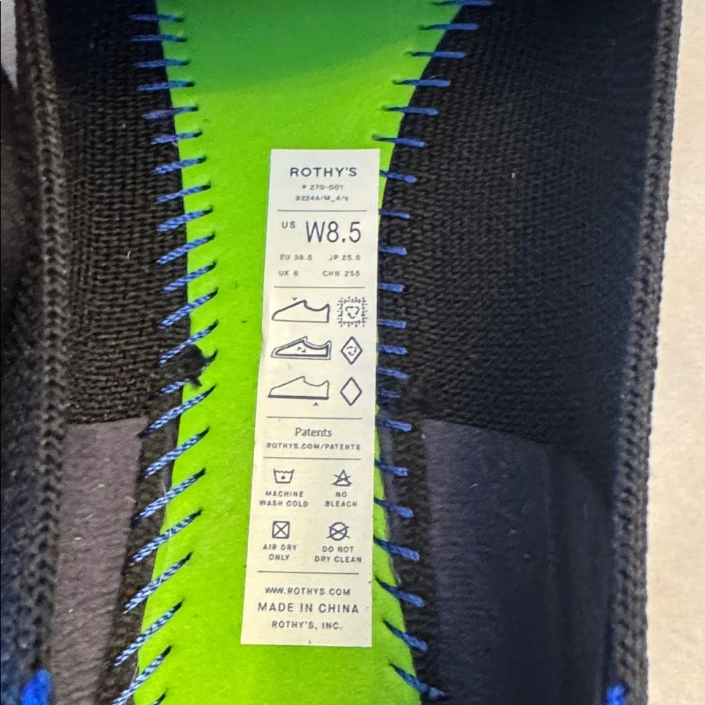 Rothy's The Emblem Round Toe Black Flats with Gold Buckle, sz 8.5 - Picture 5 of 6